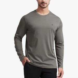MAELREG Mens Khaki Small Moisture Wicking Lightweight Long Sleeve Active Tee NEW